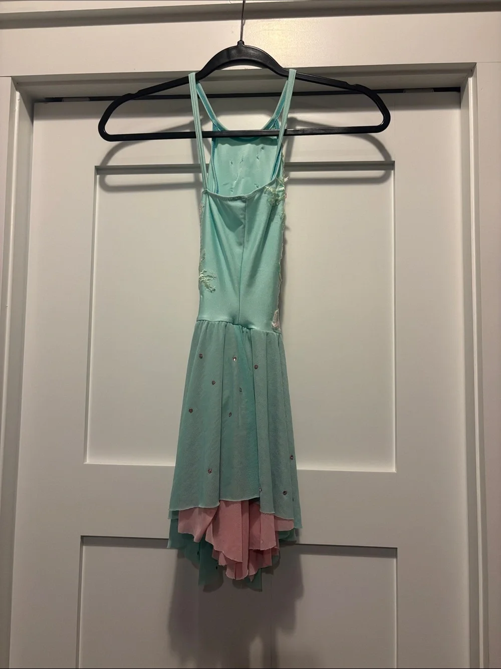 Girls Mint Floral Appliqué Dance Costume